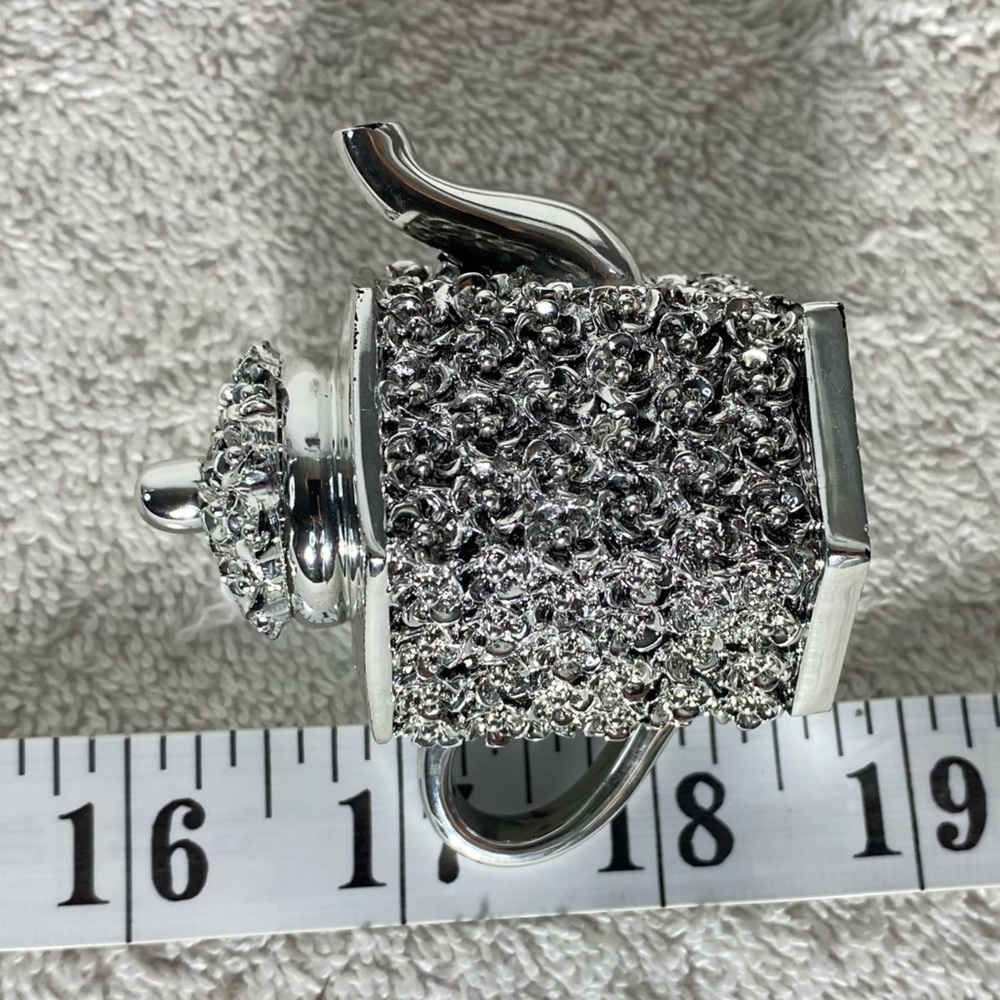 5/$35 Moda Argenti Silver Coated Decorative Hexagonal Teapot - Picture 4 of 12